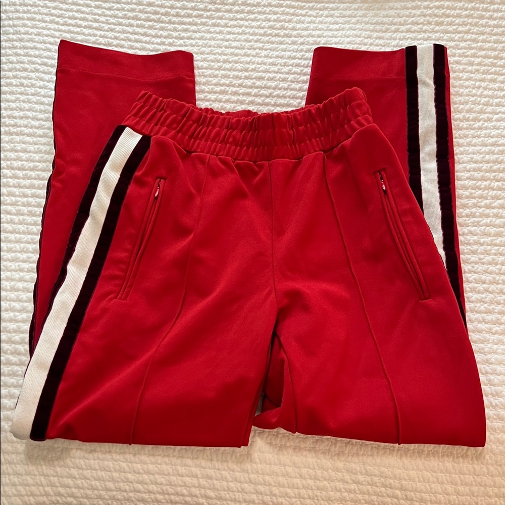 Sandro Joggers Track Pants with Velvet Side Stripe in Red - 2